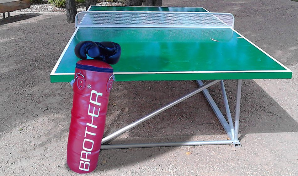 Table tennis and boxing bag